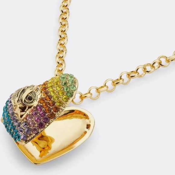 Kurt Geiger Rainbow Pavé Heart Locket Necklace - Picture 3 of 5
